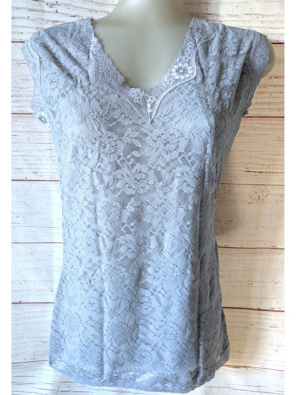 New Caresse Slim 'N Lift Corrective Shapewear Gray Lace Lined Breathable Size LL
